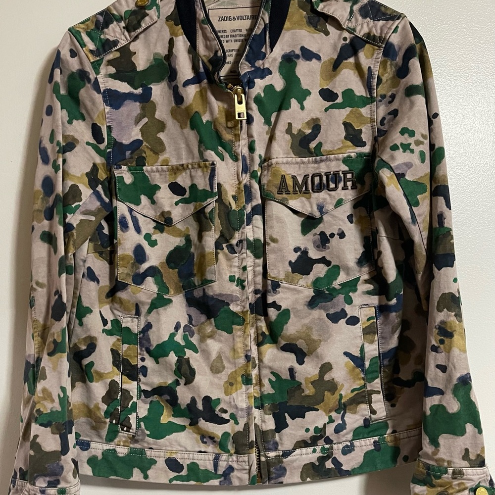 Zadig & Voltaire Amour Camouflage Military Jacket shirt women’s M